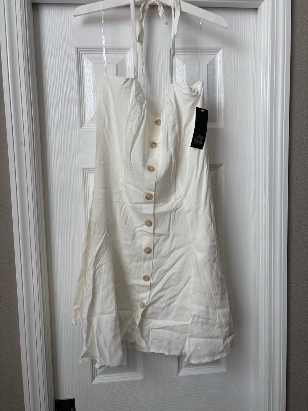 wild fable White Halter Button-Front Mini Dress